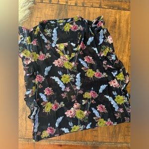 Paige Women’s Black Floral Blouse Ruffle Sleeves